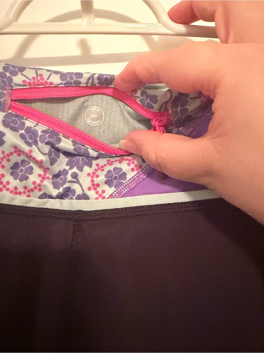 lululemon athletica Black and Purple Floral Waistband Athletic Shorts - Picture 5 of 8